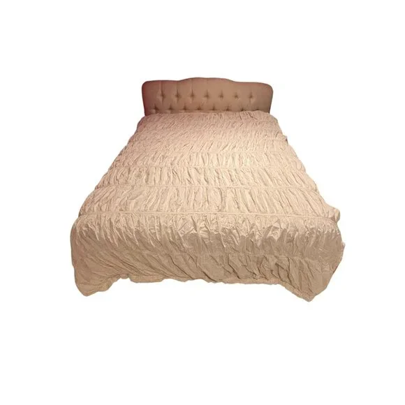 Anthropologie Cirrus Duvet Cover Cream Cotton Ruffle Y2K Queen Comforter 1 Sham - Picture 7 of 10